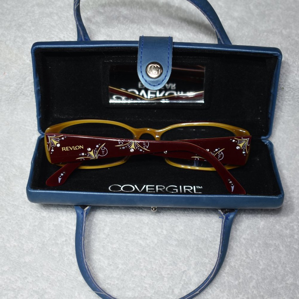 RARE Revlon Rx Glasses with Blue Cover Girl Mirrored Compact Case